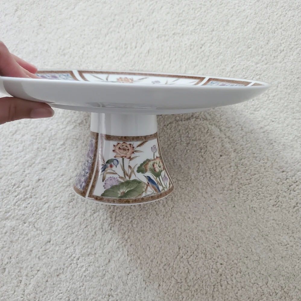 Vintage Bird and Flower Cake Stand